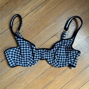J. Crew Checkered Navy and White Women's Swim Bra Top 36C